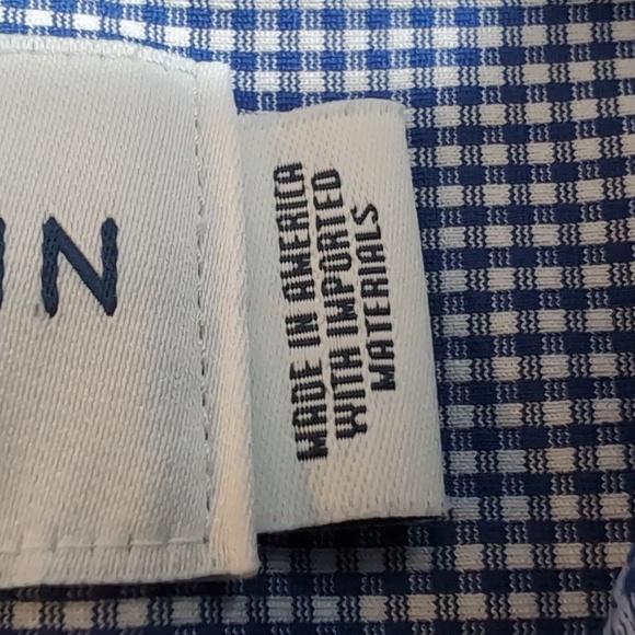 Mizzen+Main Spinnaker Trim Fit Button Down Dress Shirt Gingham Blue Size XL - Picture 3 of 9